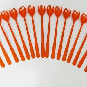 Lot of 20 Vintage Tupperware Orange Fork-O-Spoon Sporks #175 NEVER USED!